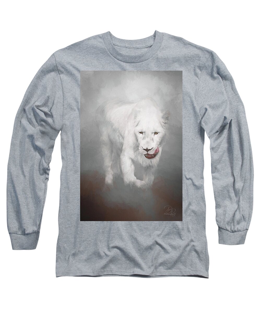 Animal Long Sleeve T-Shirt featuring the photograph White Lion #1 by Debra Boucher
