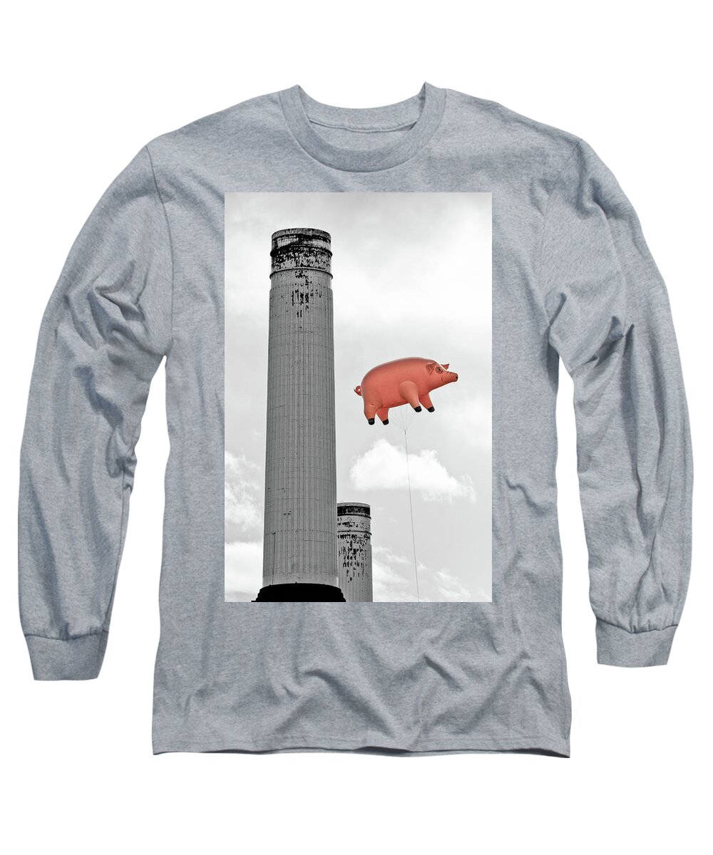 Dawn Oconnor Long Sleeve T-Shirt featuring the photograph Pink Floyd Pig at Battersea #10 by Dawn OConnor