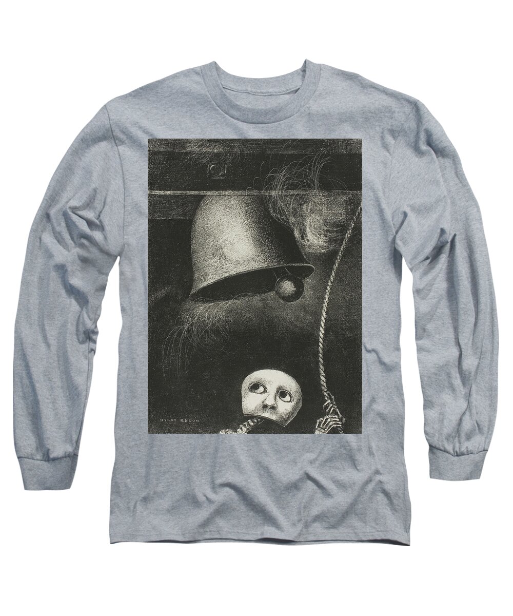 19th Century Art Long Sleeve T-Shirt featuring the relief A Mask Sounds the Funeral Knell, plate three from To Edgar Poe by Odilon Redon