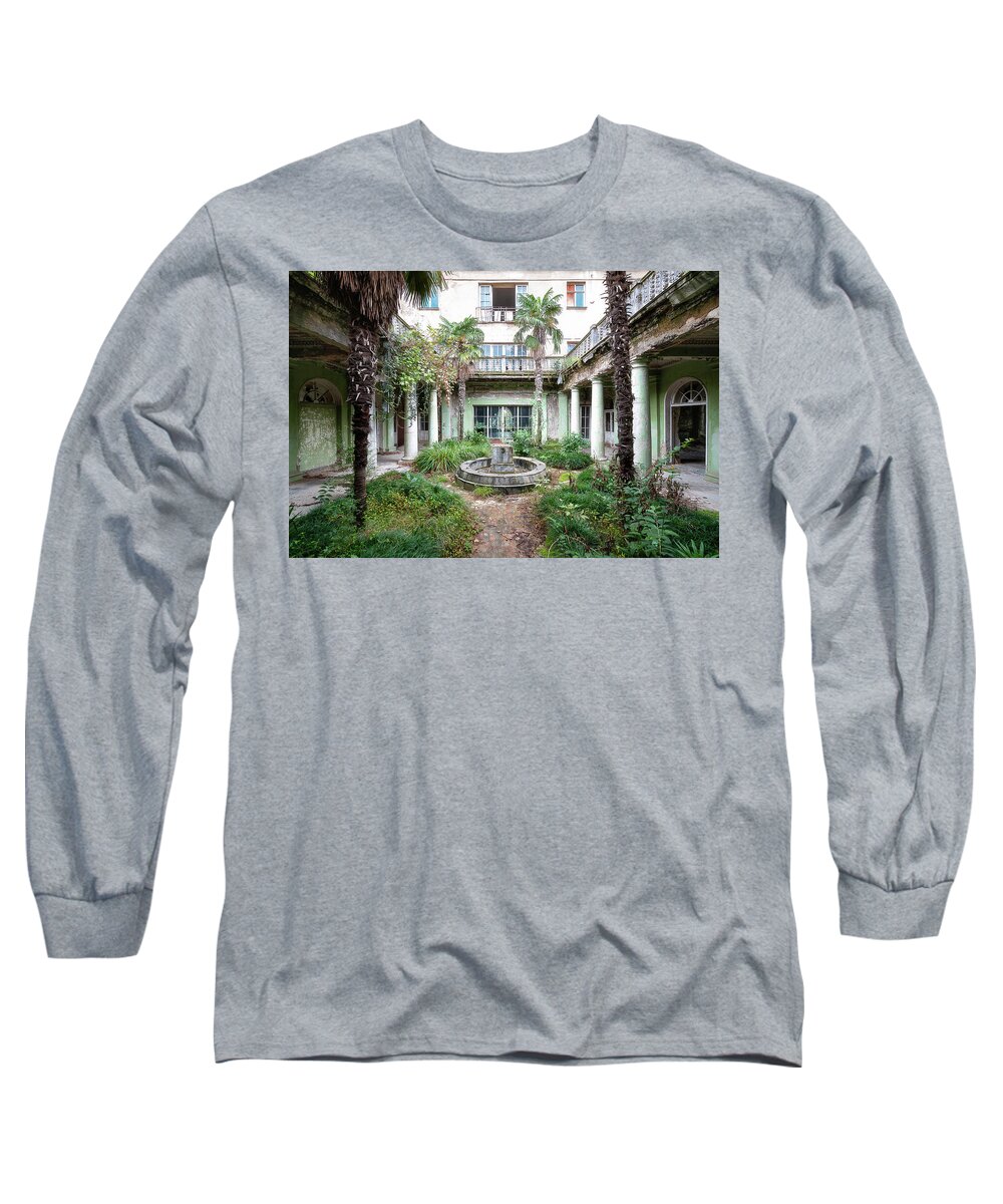 Abandoned Long Sleeve T-Shirt featuring the photograph Abandoned Garden with Palm Trees by Roman Robroek