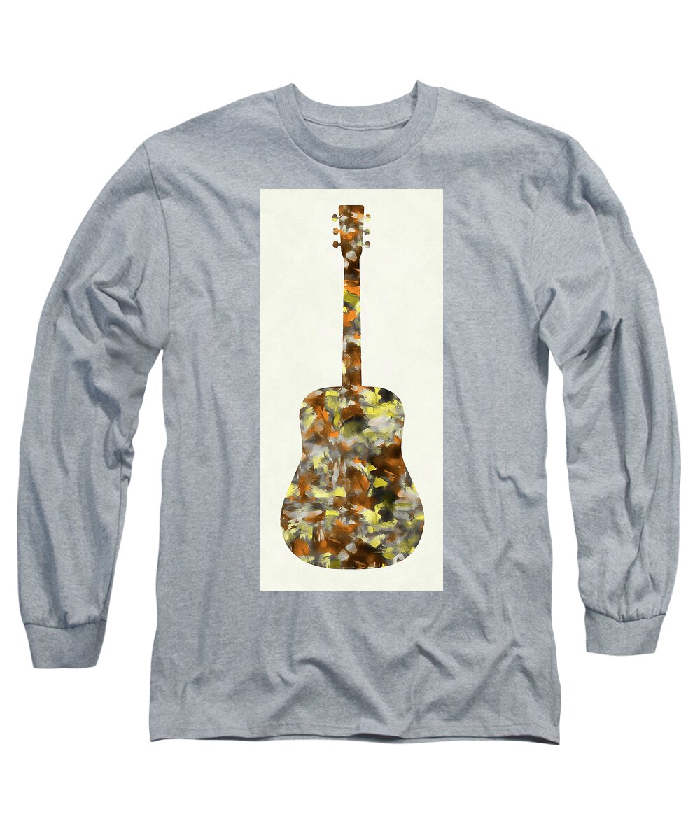 Guitar Silhouette Long Sleeve T-Shirt featuring the painting Abstract Guitar - 04 by AM FineArtPrints