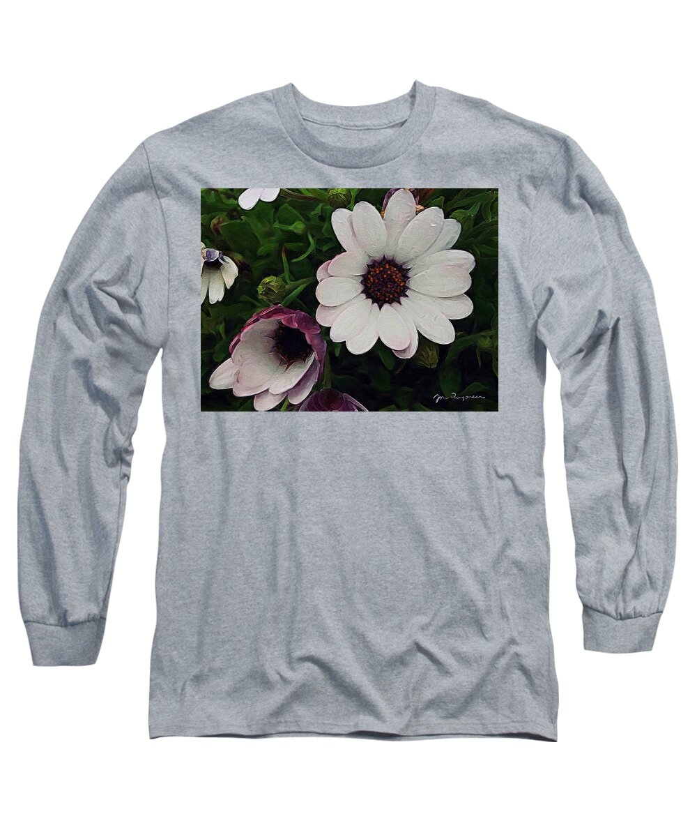 Brushstroke Long Sleeve T-Shirt featuring the photograph African Daisy Blossoms by Jori Reijonen