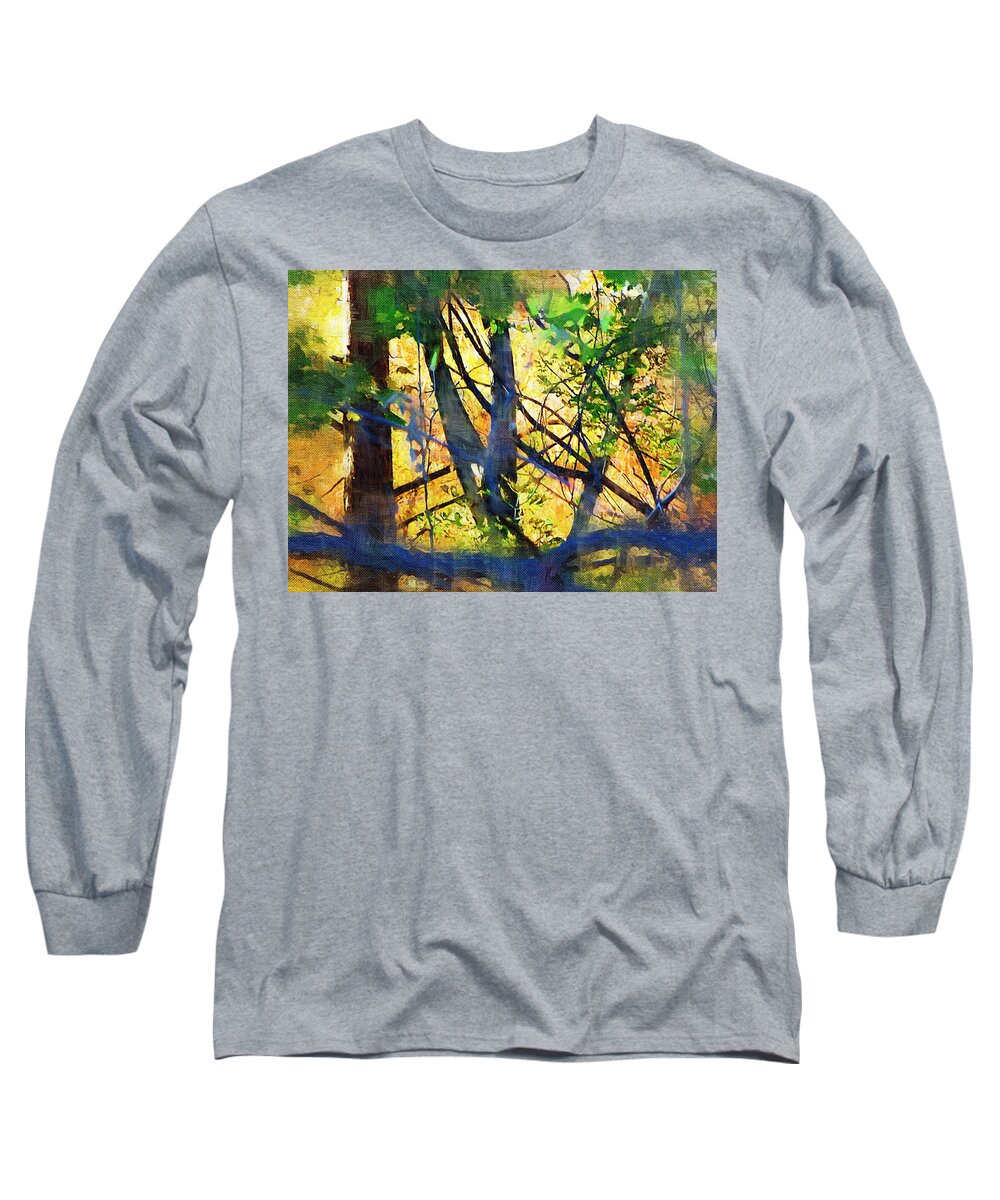 Trees Long Sleeve T-Shirt featuring the mixed media Afternoon in the Woods by Christopher Reed