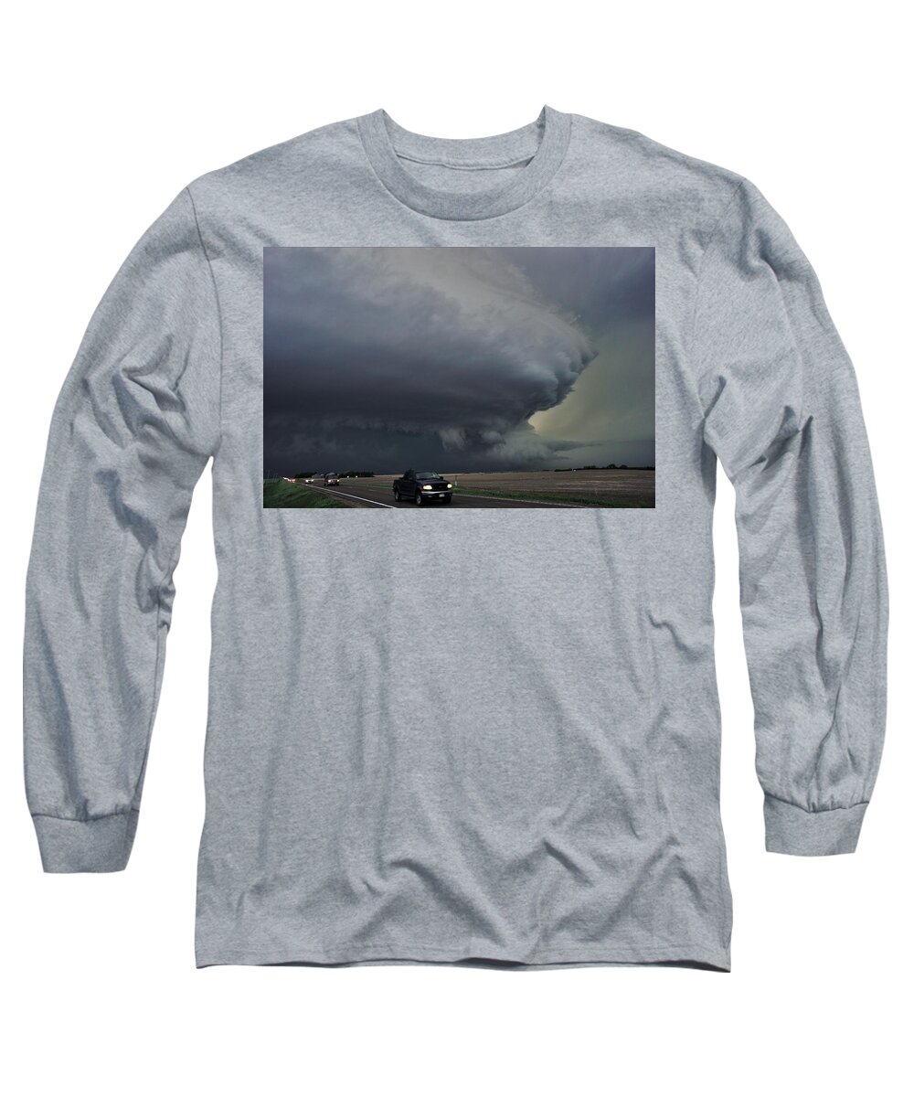 Supercell Long Sleeve T-Shirt featuring the photograph Ahead of the Supercell by Ed Sweeney