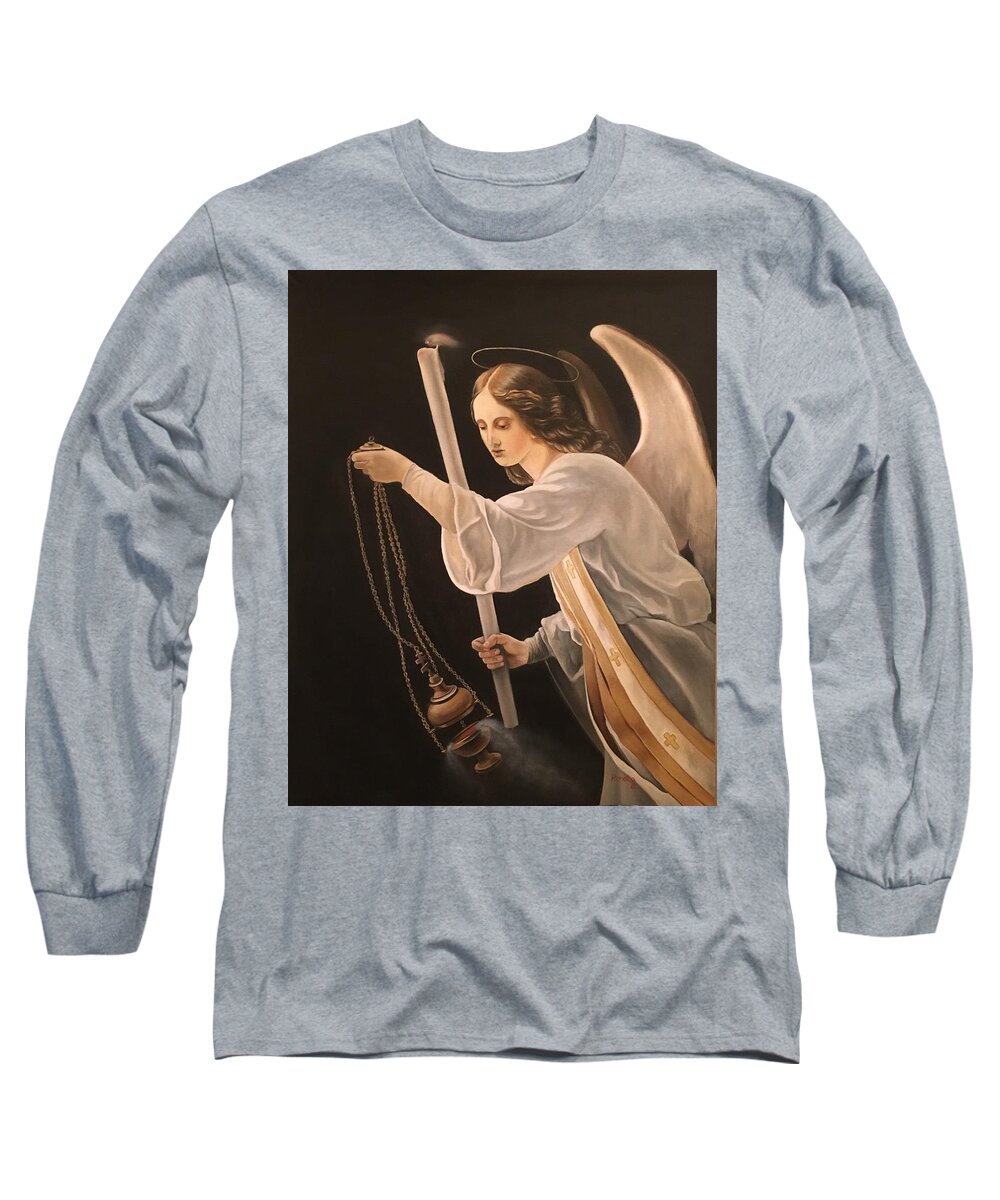  Long Sleeve T-Shirt featuring the painting Archangel Gabriel by Renata Bosnjak