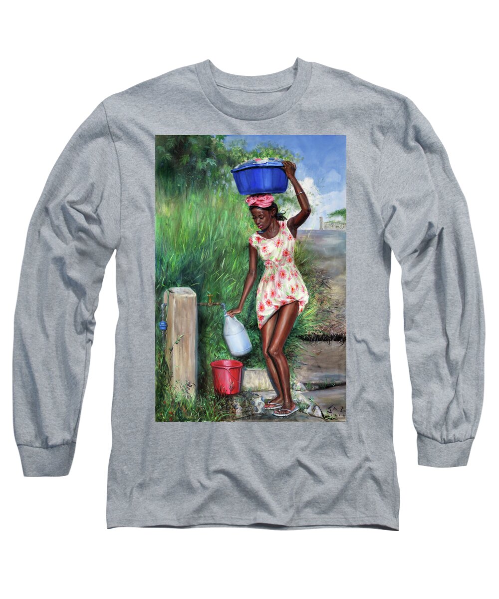 Caribbean Art Long Sleeve T-Shirt featuring the painting Avon at Standpipe by Jonathan Gladding