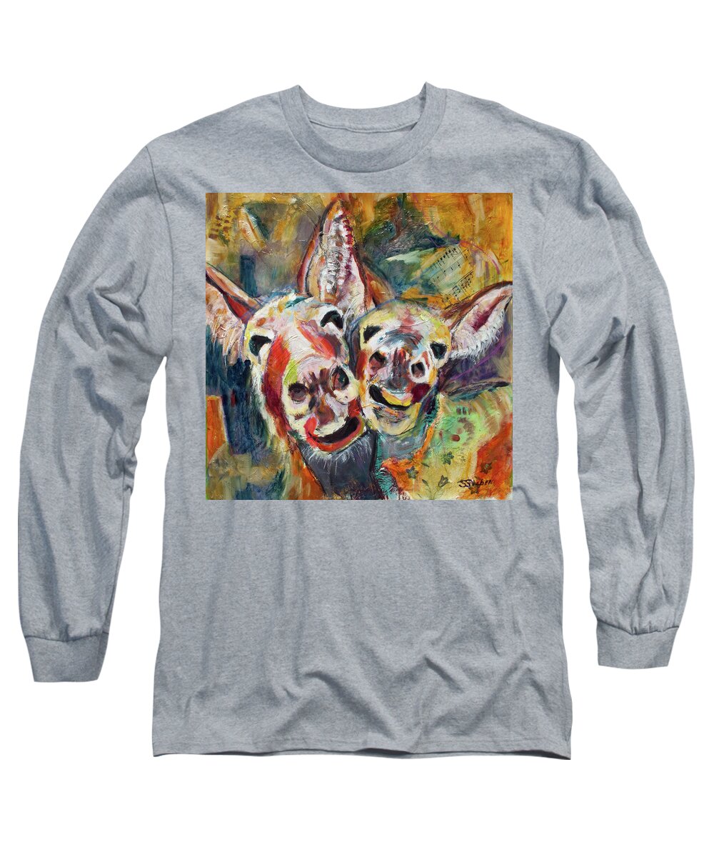 Animals Long Sleeve T-Shirt featuring the painting Best Pals by Sharon Sieben