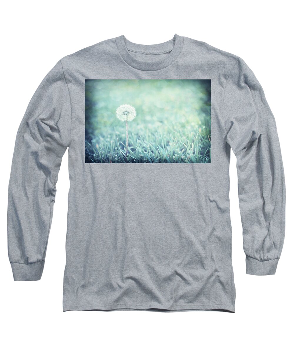 Blue Dandelion Puff Long Sleeve T-Shirt featuring the photograph Blue Dandelion by Michelle Wermuth