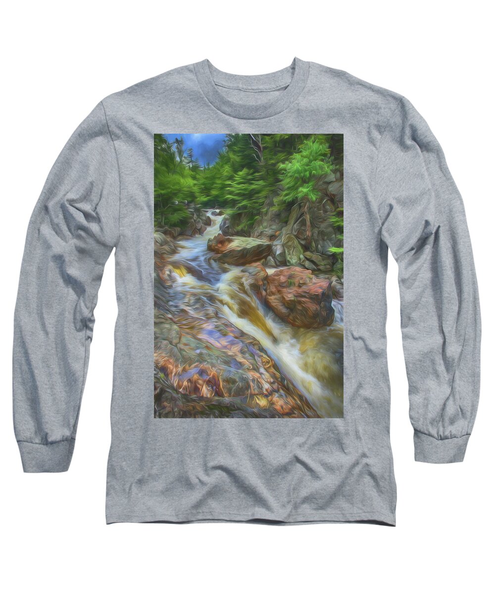 Glen Ellis Falls Long Sleeve T-Shirt featuring the photograph Bottom of Glen Ellis Falls by Alan Goldberg