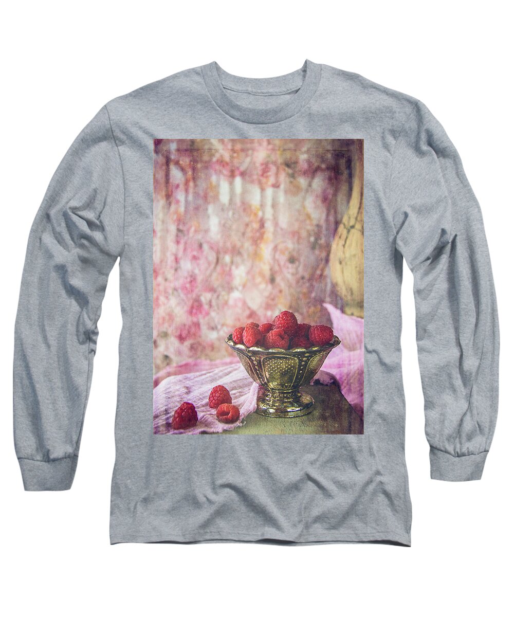 Red Raspberries Long Sleeve T-Shirt featuring the photograph Bowl Of Red Raspberries by Cindi Ressler