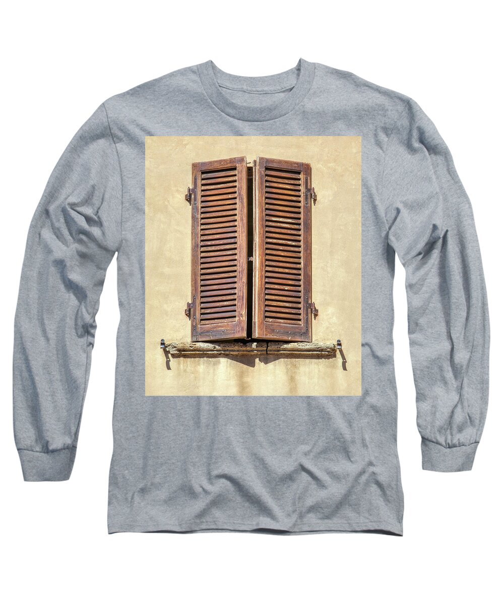 Window Long Sleeve T-Shirt featuring the photograph Brown Window of Florence by David Letts