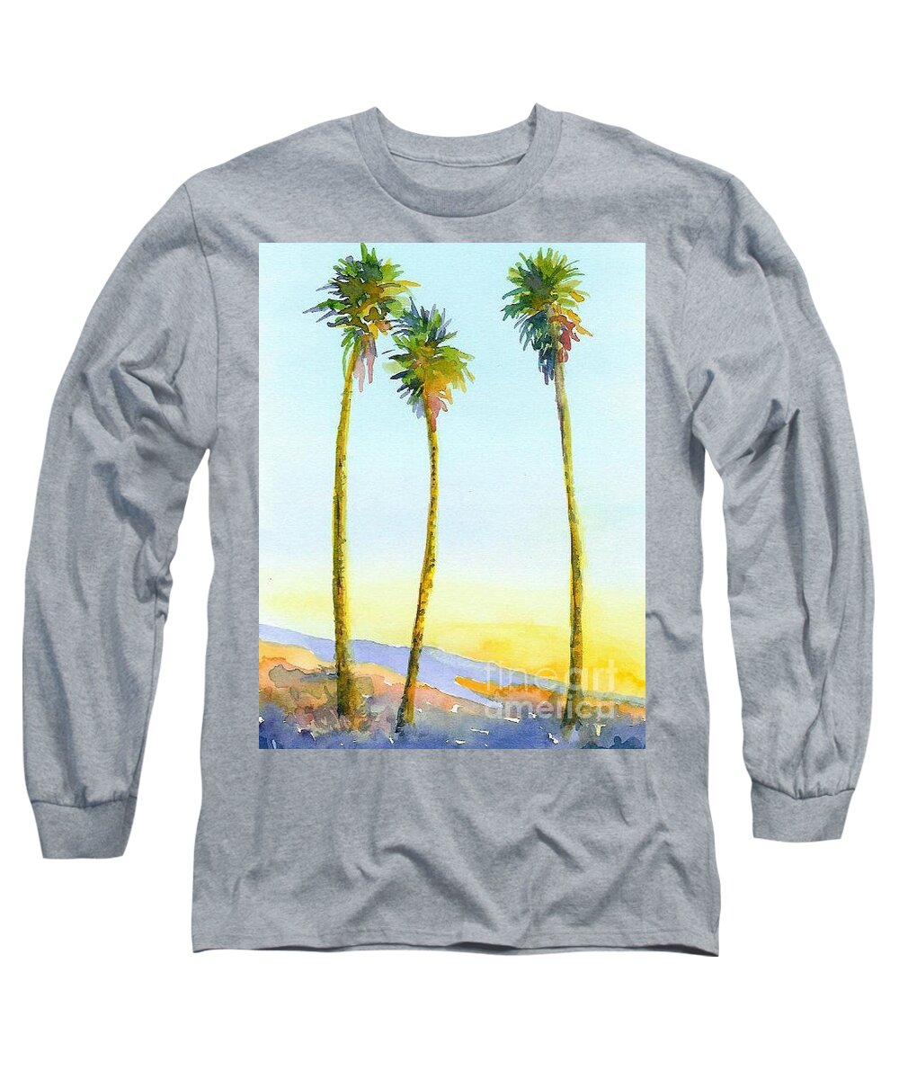 Palm Long Sleeve T-Shirt featuring the painting California Palms by Anne Marie Brown