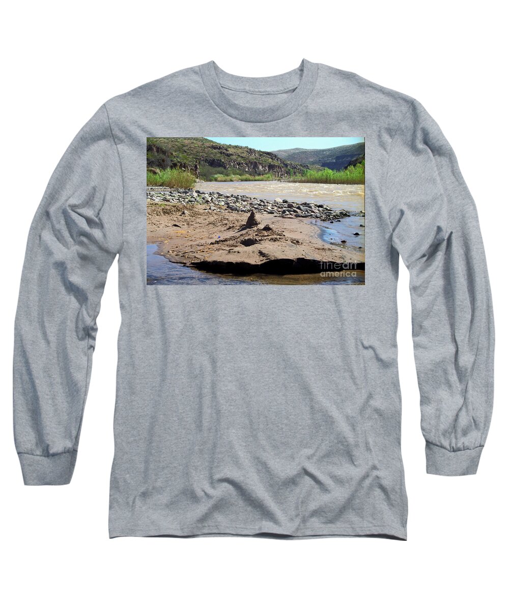 Rivers Long Sleeve T-Shirt featuring the photograph Child's Play on the Gila by Kathy McClure