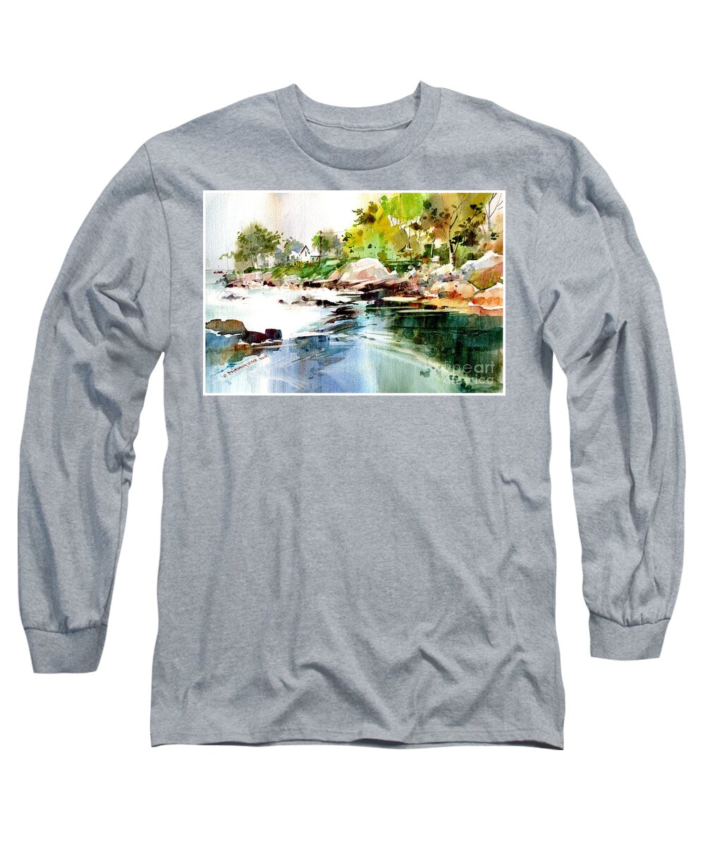Visco Long Sleeve T-Shirt featuring the painting Cohasset Rapids by P Anthony Visco