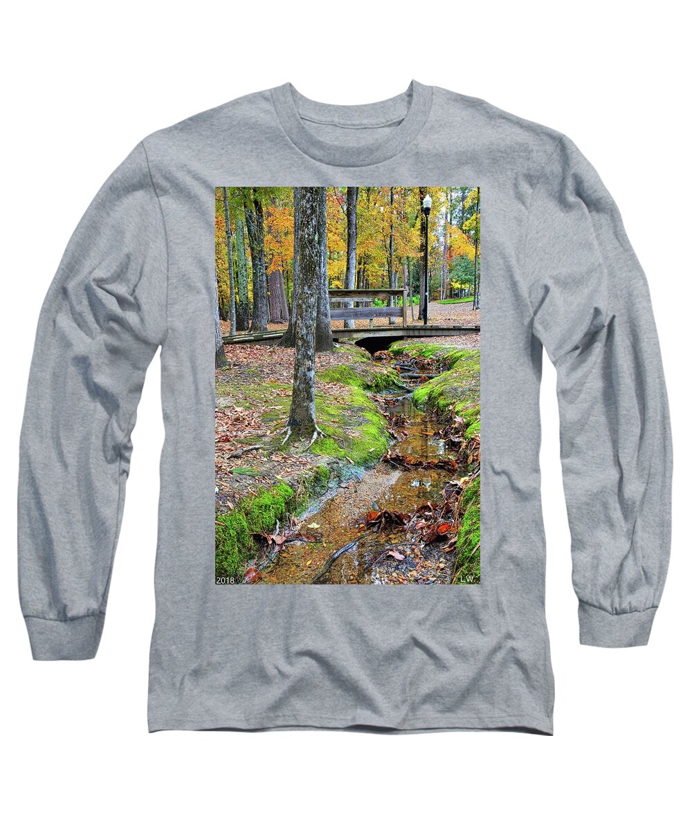 Community Park Of Irmo South Carolina Creek Long Sleeve T-Shirt featuring the photograph Community Park Of Irmo South Carolina Creek by Lisa Wooten