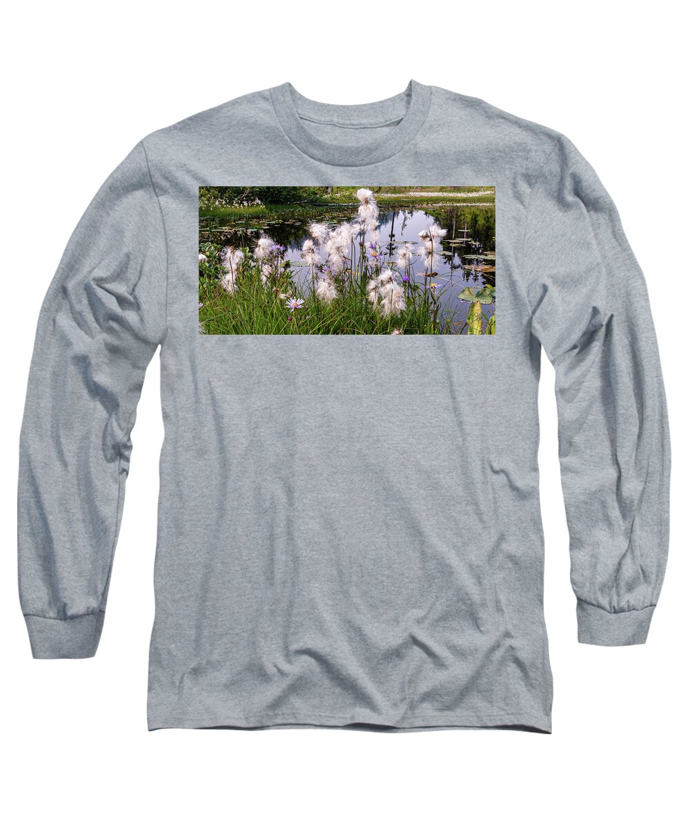 Landscapes Long Sleeve T-Shirt featuring the photograph Cotton Grass by Claude Dalley