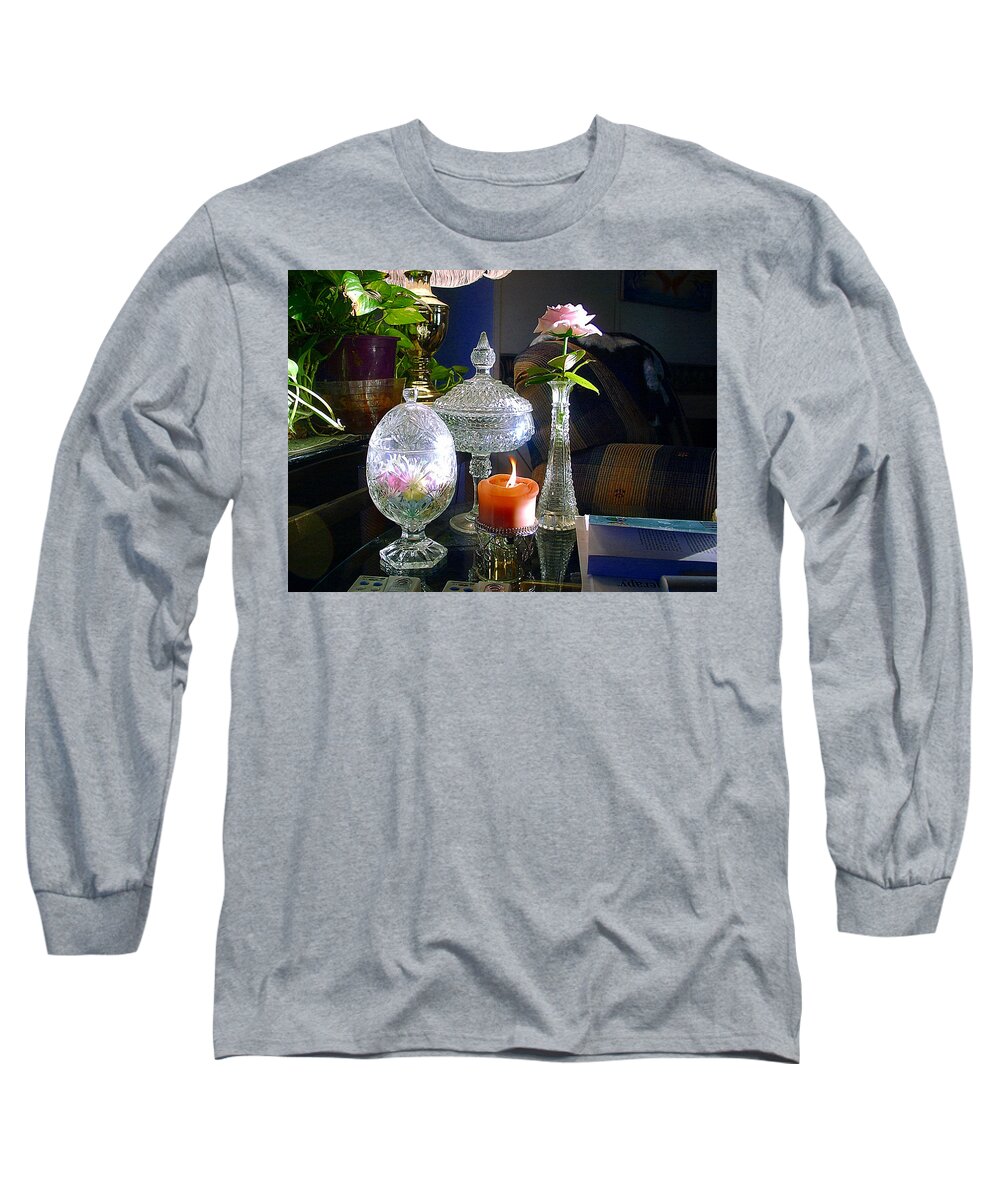 Vase Long Sleeve T-Shirt featuring the photograph Crystal Light by Ivars Vilums