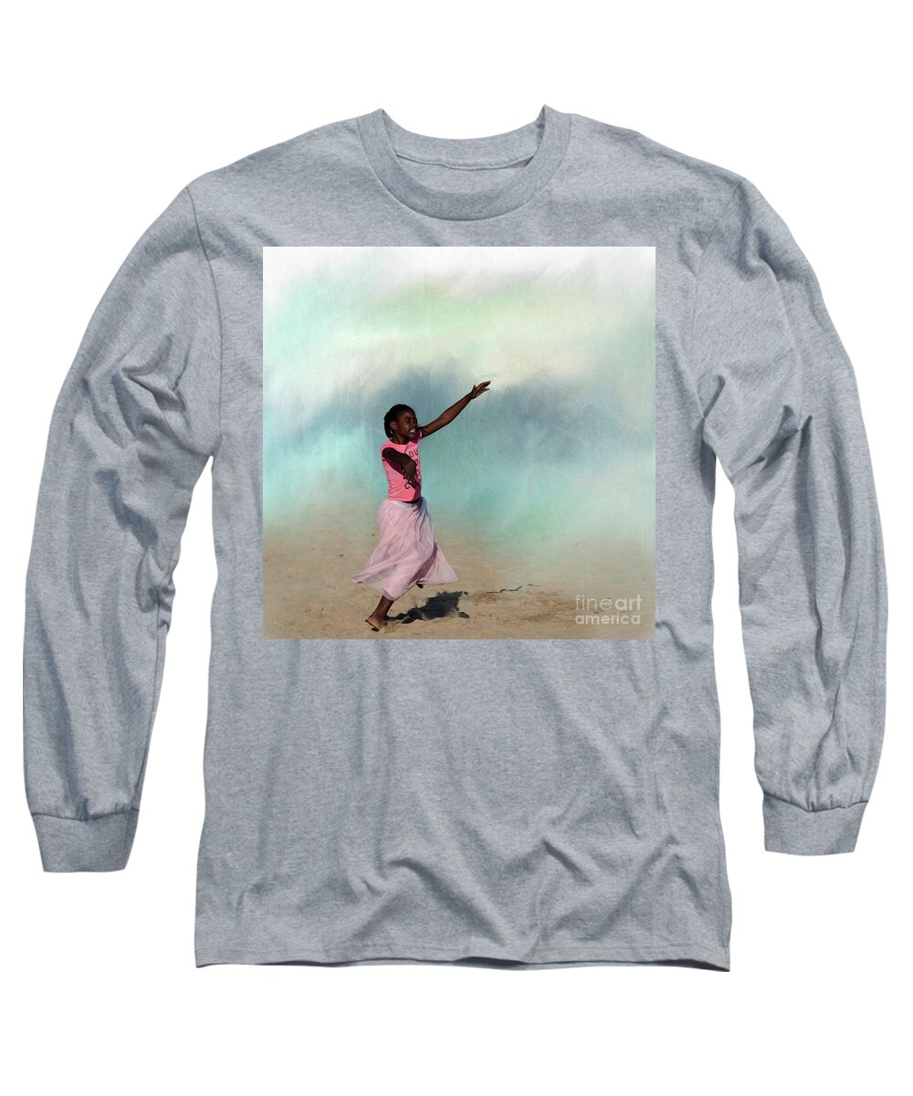 Girl Long Sleeve T-Shirt featuring the photograph Dancing on the Beach by Eva Lechner