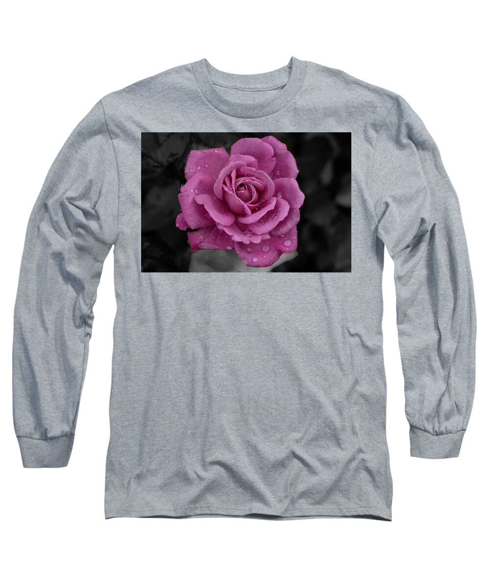 Pink Long Sleeve T-Shirt featuring the photograph Dew Drop Petals by Arthur Oleary