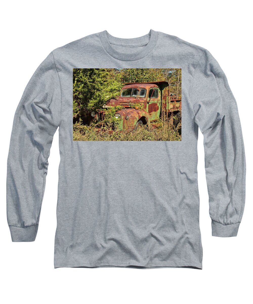 Ford Old Long Sleeve T-Shirt featuring the photograph Disappearing Ford Truck by Kristia Adams