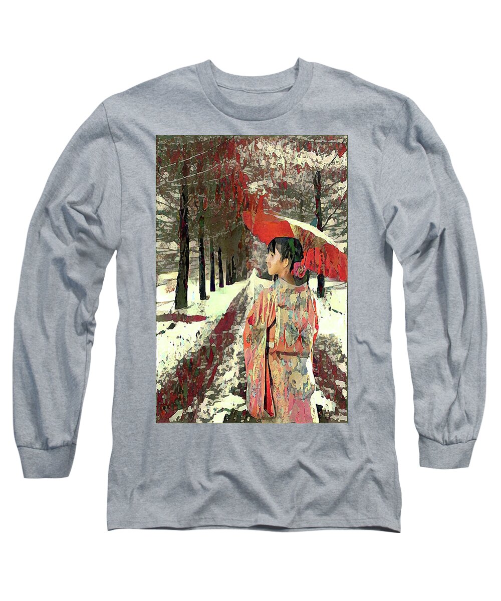 First Snow Long Sleeve T-Shirt featuring the digital art Early Snow by Alex Mir