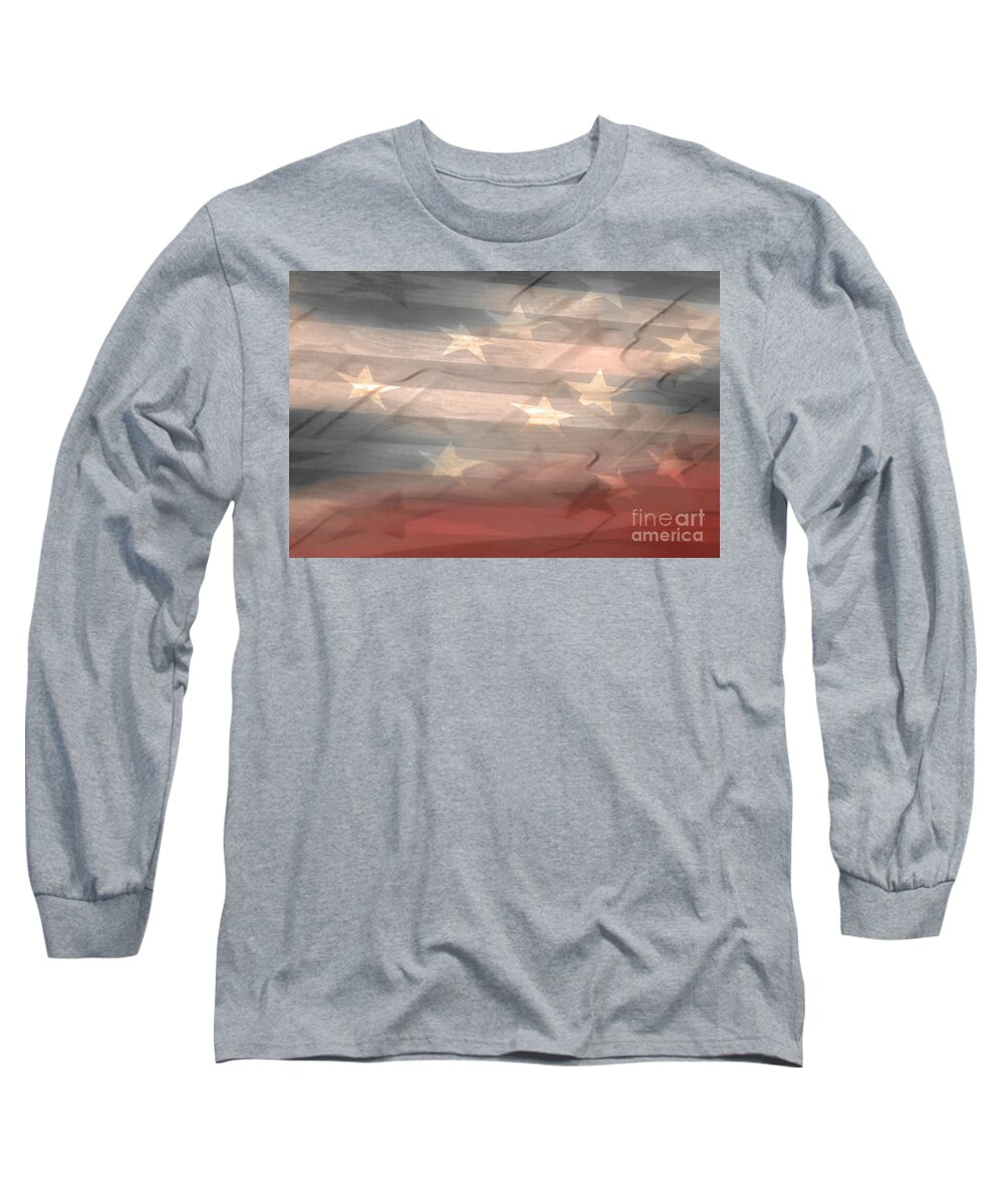 Digital Mixed Media Long Sleeve T-Shirt featuring the mixed media Faded Flag by Tim Richards