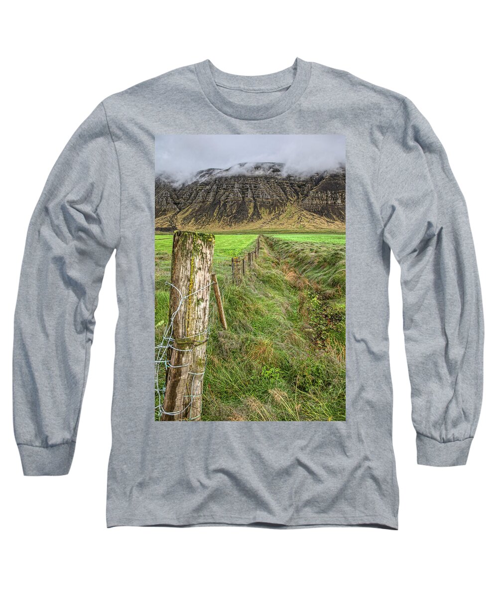 Iceland Long Sleeve T-Shirt featuring the photograph Fence of Iceland by David Letts