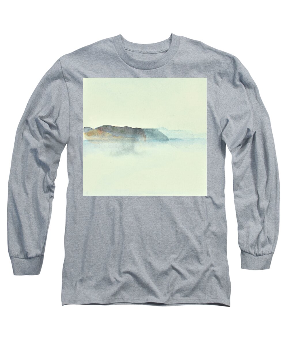Landscape Long Sleeve T-Shirt featuring the painting Fishing in morning haze 2  Fiske i morgondis 2_76x73 cm by Marica Ohlsson