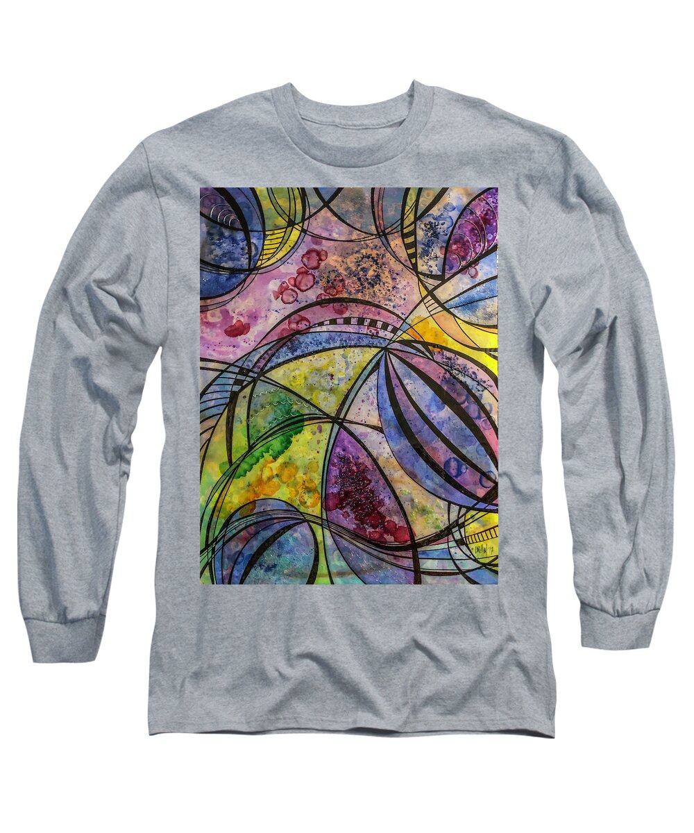 Insiped After Seeing Images From The Albuquerque Balloon Festival. Long Sleeve T-Shirt featuring the painting Flight of Fancy by Lynellen Nielsen