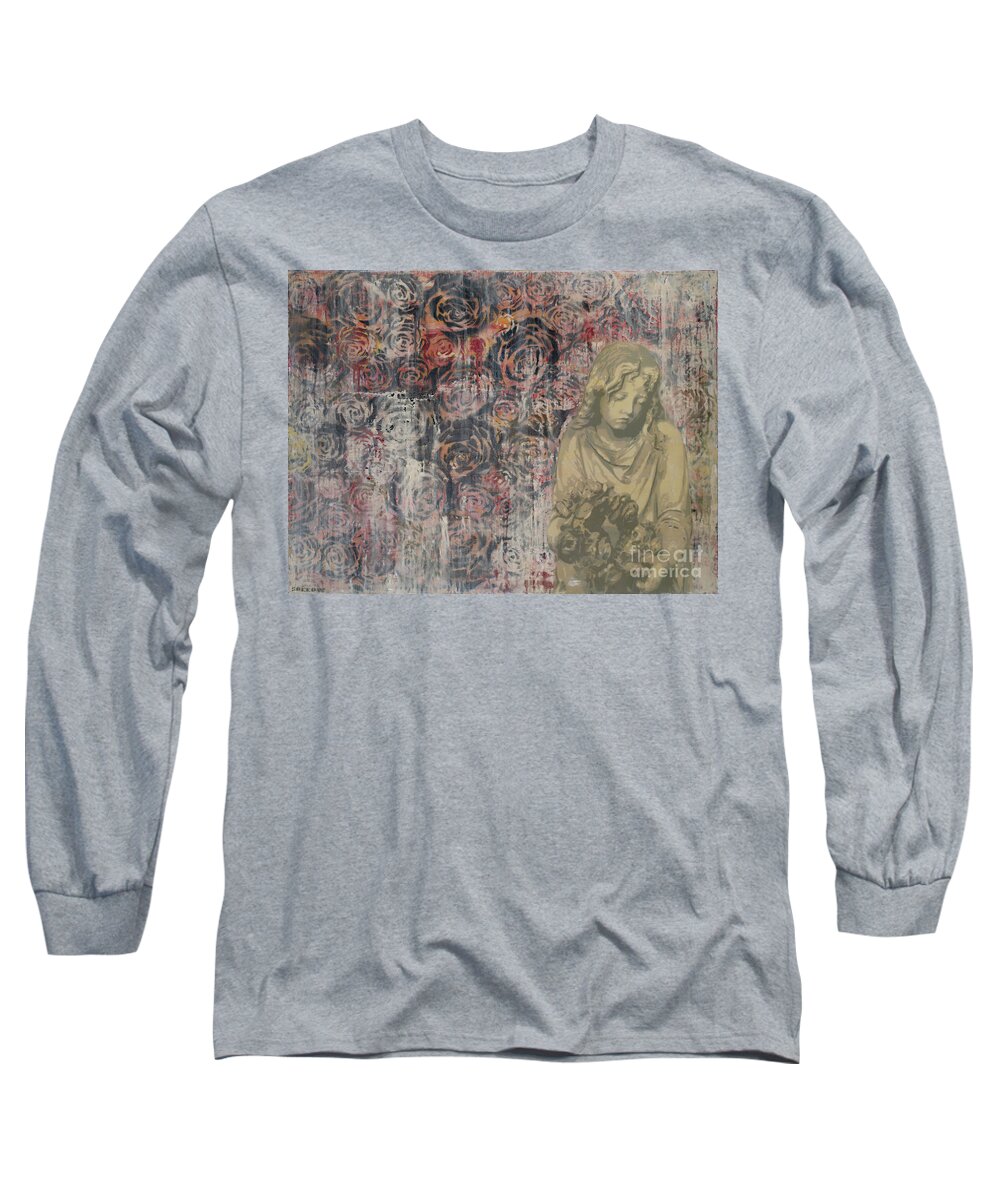  Long Sleeve T-Shirt featuring the mixed media Flower Girl by SORROW Gallery