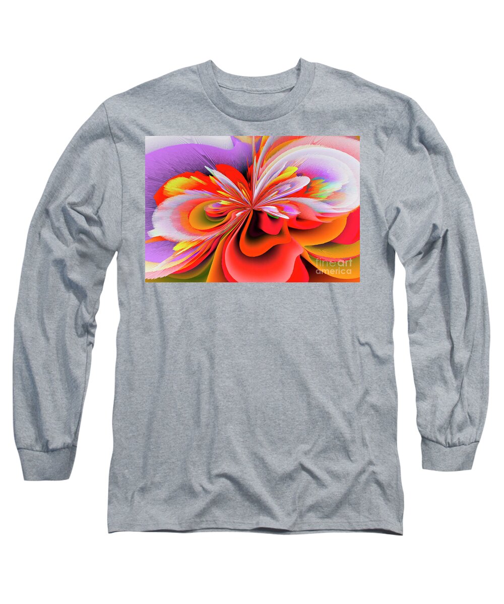 Spring Flowering Long Sleeve T-Shirt featuring the mixed media Flowers of my dreams 4 by Elena Gantchikova