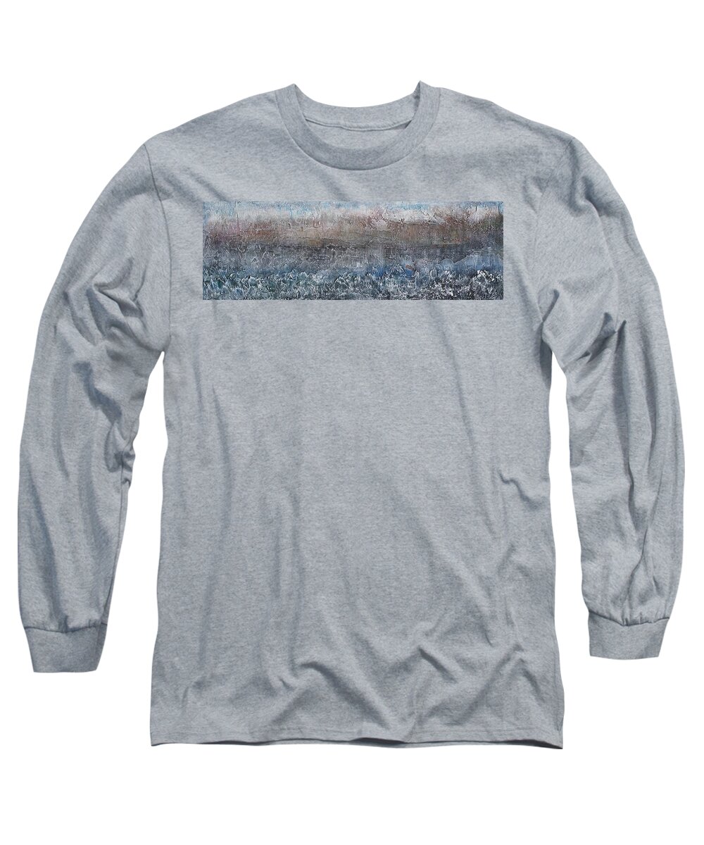 Ocean Long Sleeve T-Shirt featuring the painting Foam and Futility by Theresa Marie Johnson