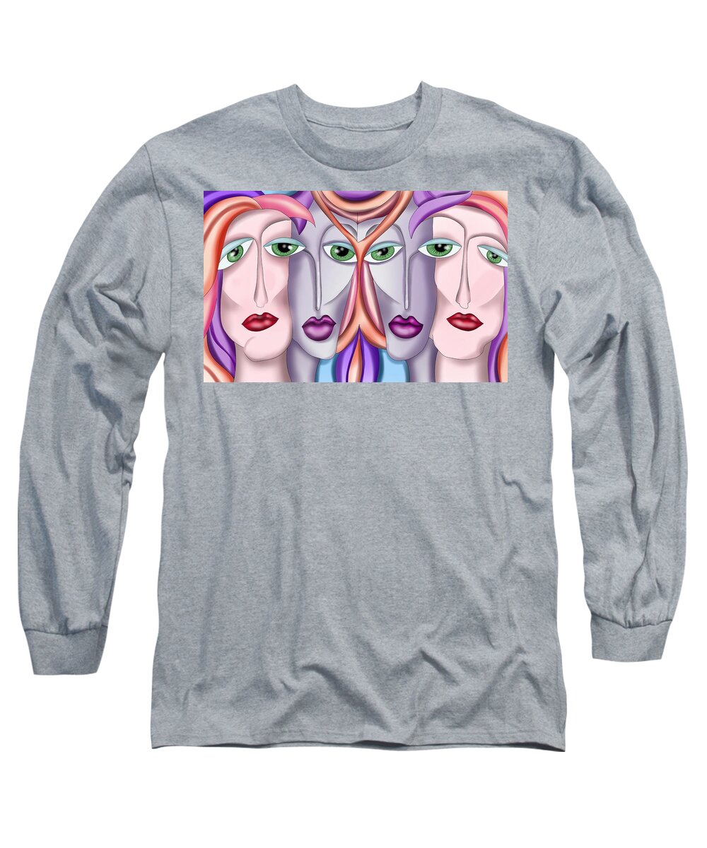 Beauty Long Sleeve T-Shirt featuring the painting Four Girls by Patricia Piotrak