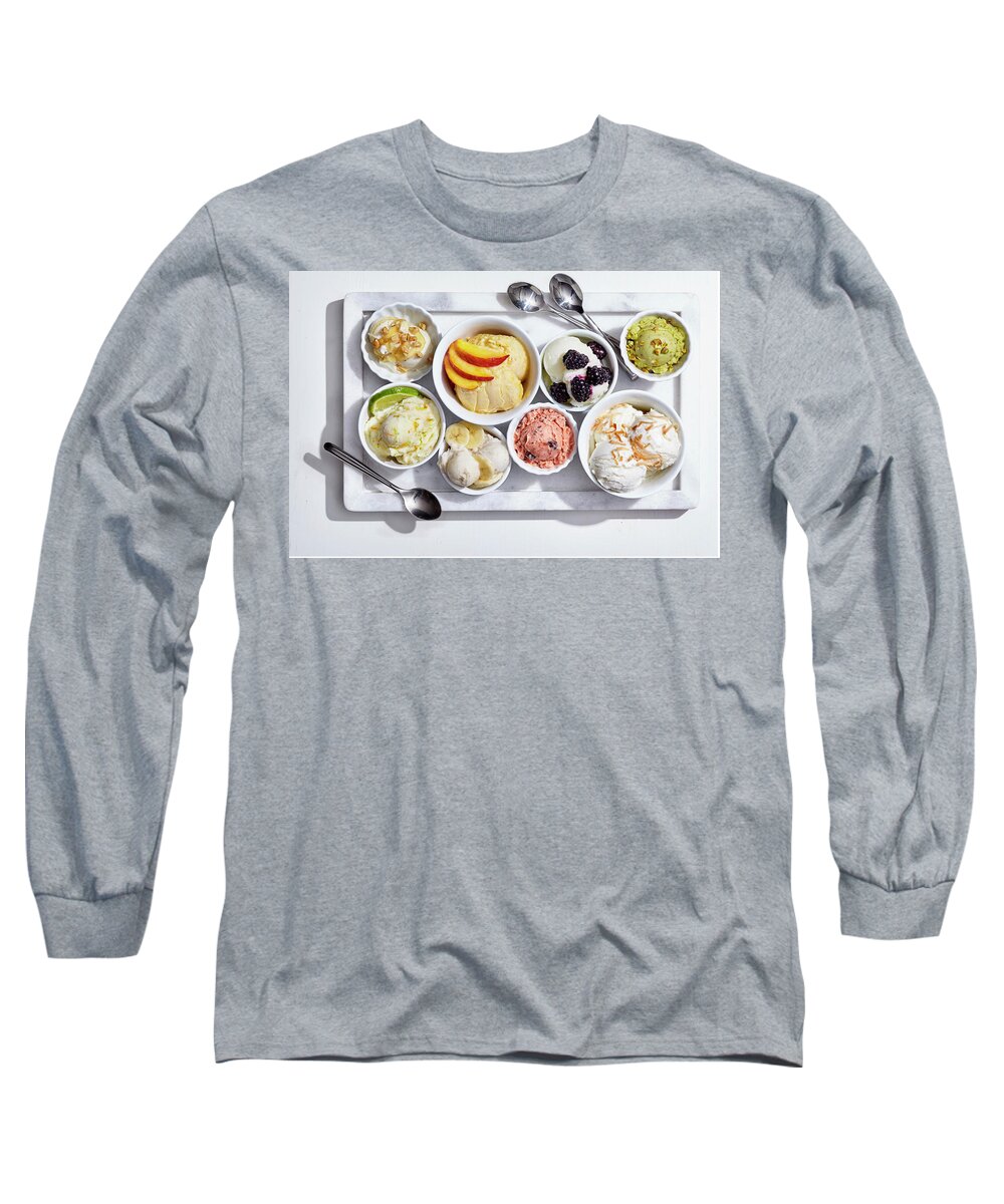Cuisine Long Sleeve T-Shirt featuring the photograph Froyo Tray by Cuisine at Home