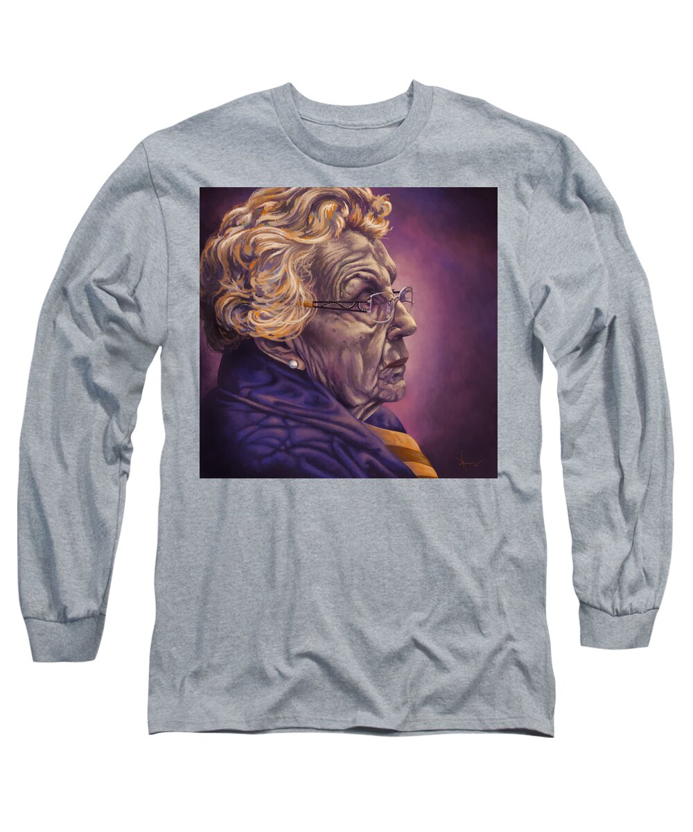 Senior Long Sleeve T-Shirt featuring the painting Girl with the Pearls by Hans Neuhart