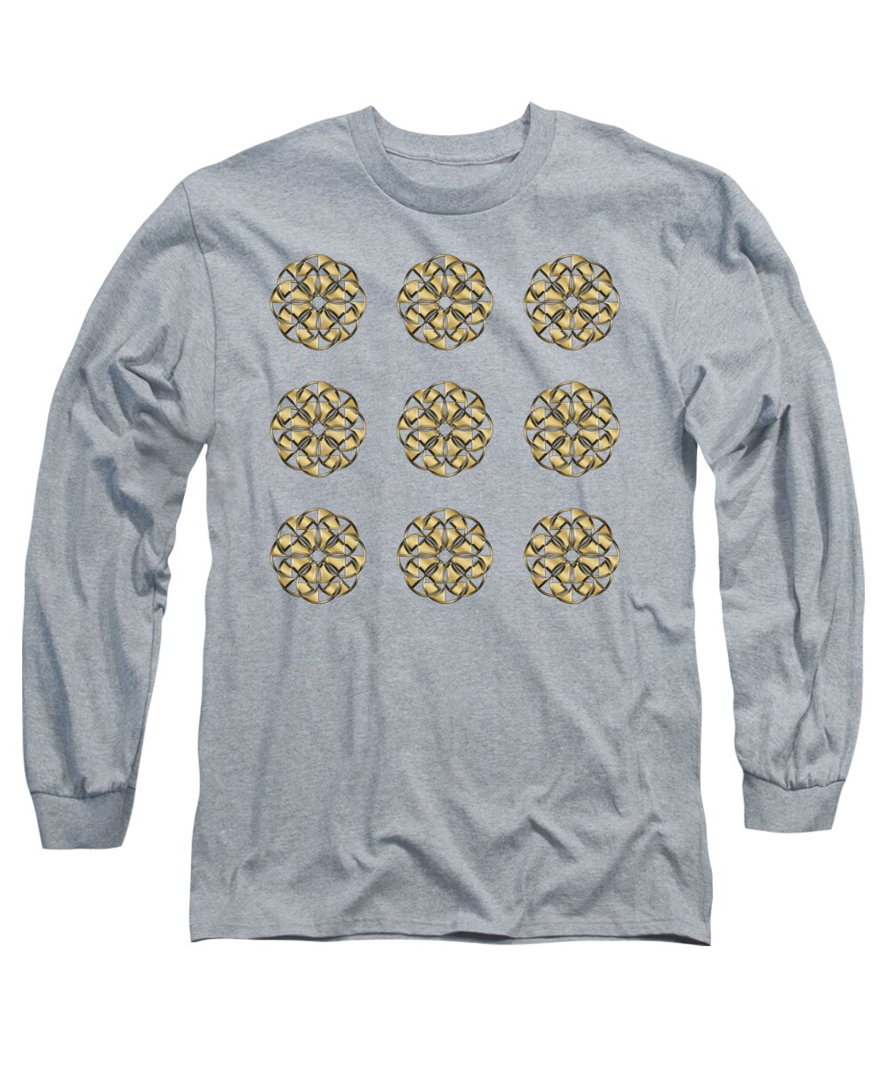 Gold Circles 1 Long Sleeve T-Shirt featuring the digital art Gold Circles 1 by Chuck Staley