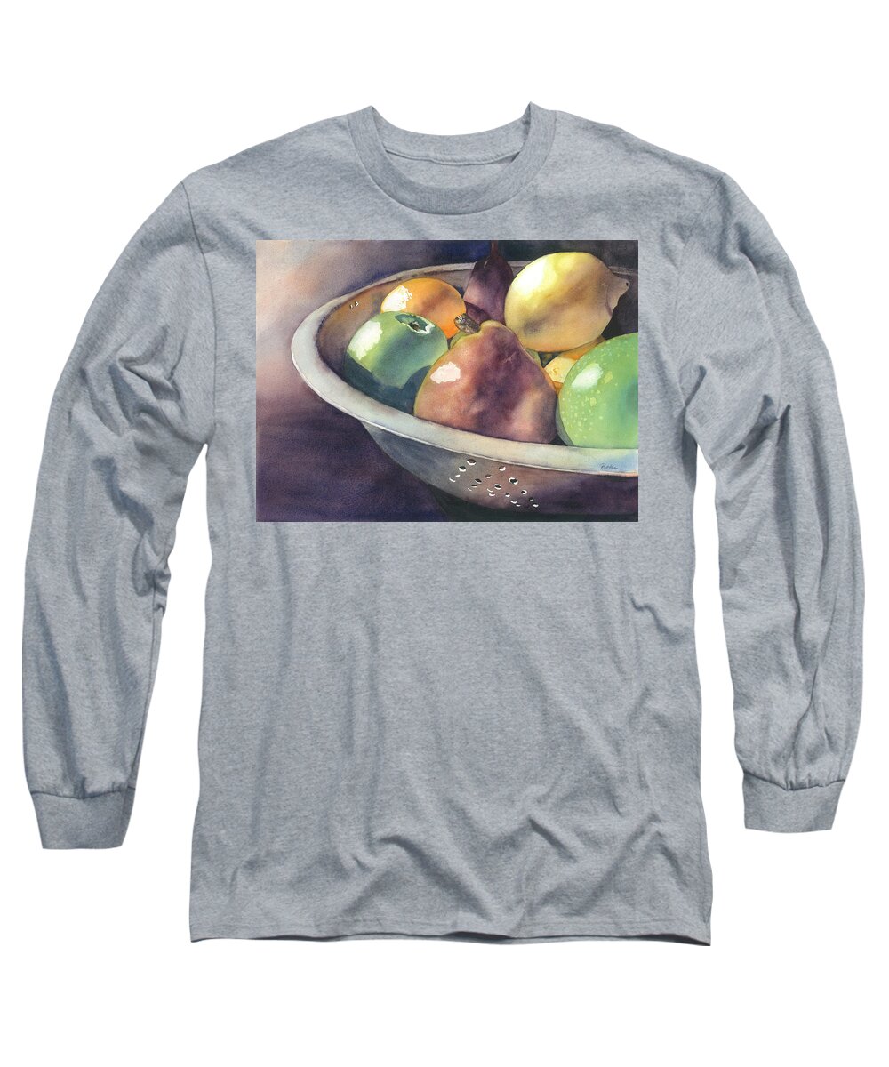 Fruit Long Sleeve T-Shirt featuring the painting Granny's Colander by Beth Fontenot
