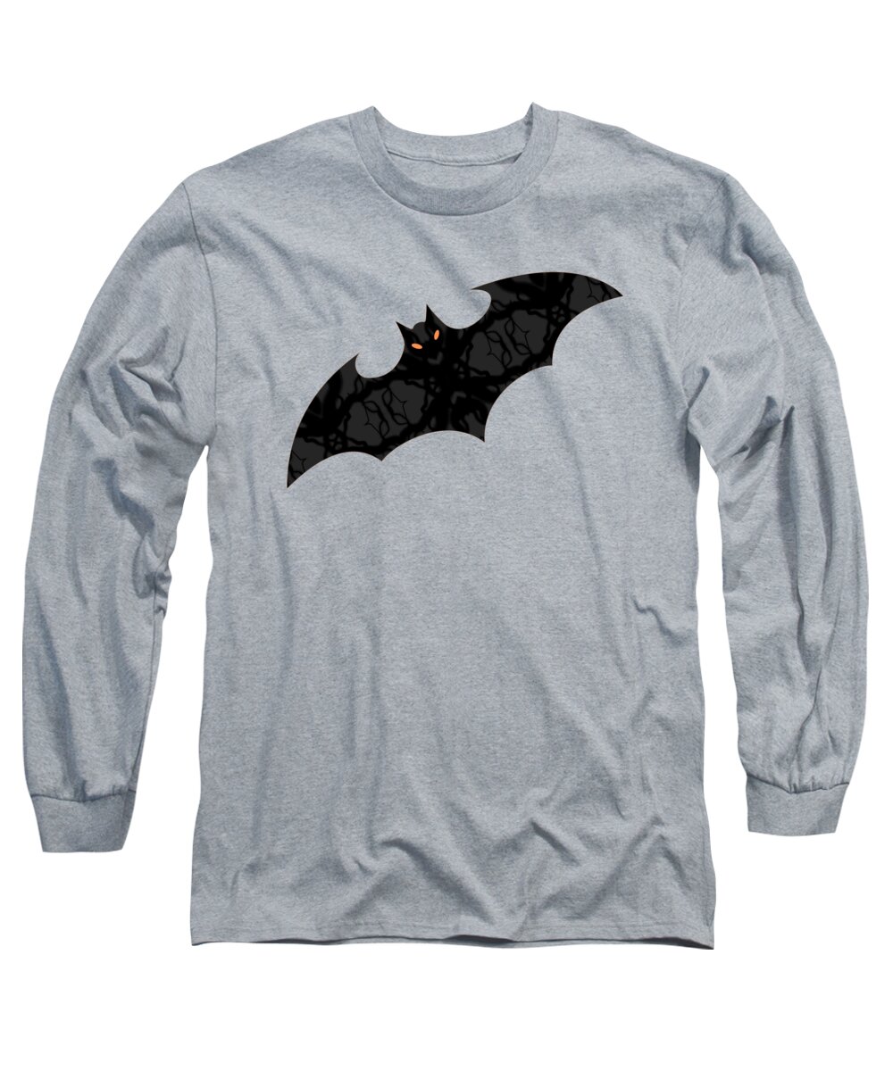 Halloween Long Sleeve T-Shirt featuring the mixed media Halloween Bats In Flight by Rachel Hannah