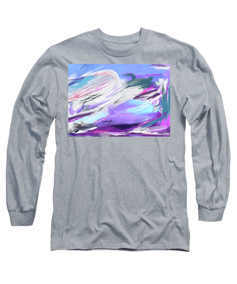 Abstract Long Sleeve T-Shirt featuring the digital art Heavenly Surf by Mars Besso