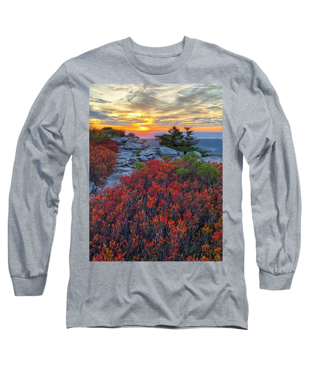 Dolly Sods Long Sleeve T-Shirt featuring the photograph Huckleberry Red by Jaki Miller