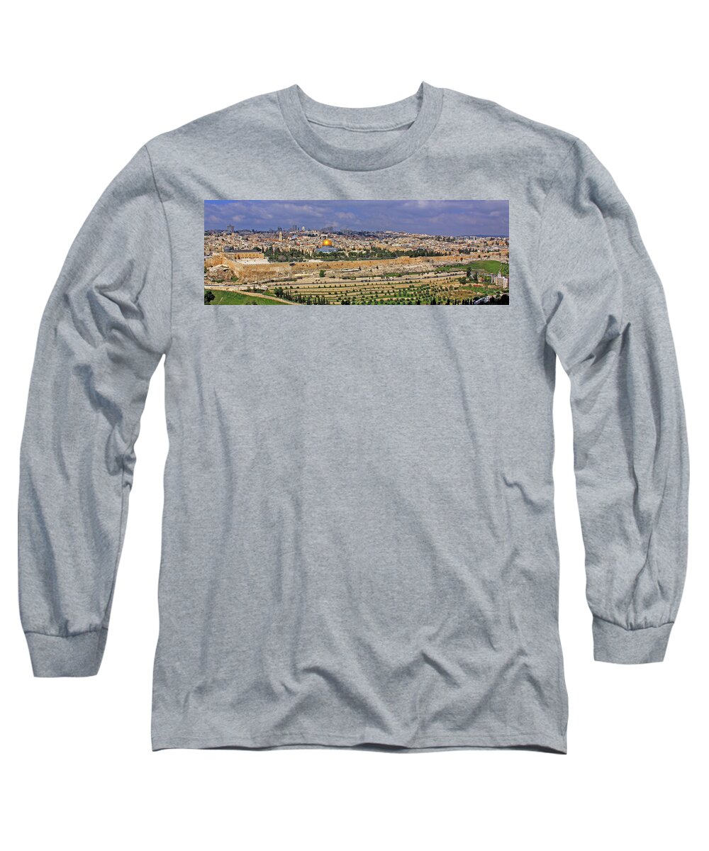Jerusalem Long Sleeve T-Shirt featuring the photograph Jerusalem, Israel - Old City Walls by Richard Krebs