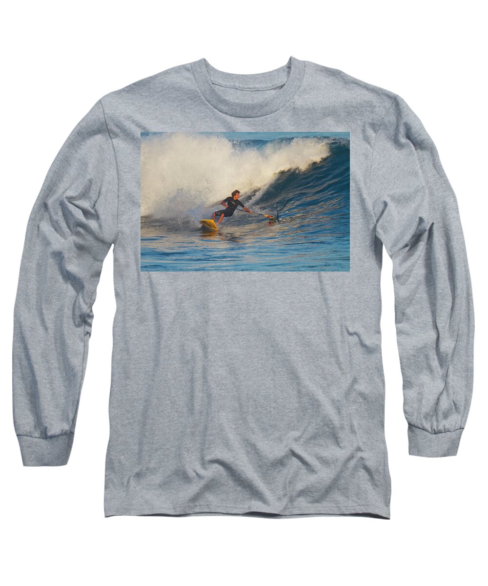 Photography Long Sleeve T-Shirt featuring the photograph Kai Lenny A Famous Surfer Surfing by Panoramic Images