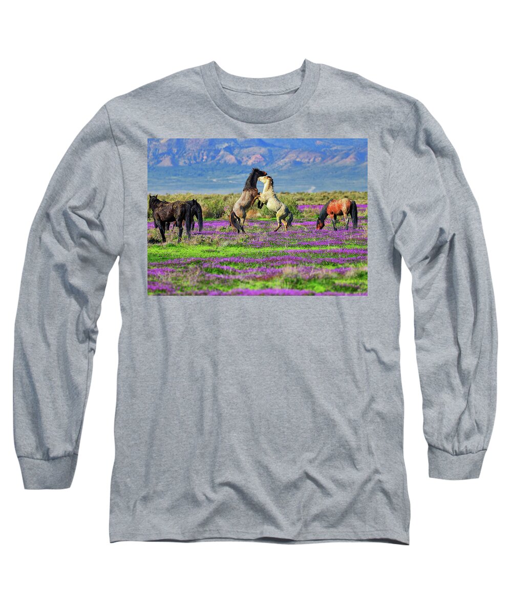 Horses Long Sleeve T-Shirt featuring the photograph Let's Dance by Greg Norrell