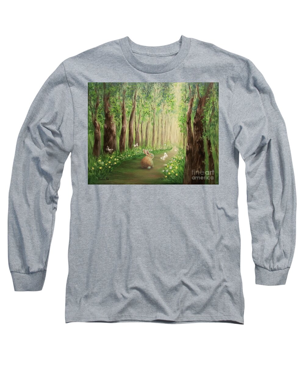 Forest Long Sleeve T-Shirt featuring the painting Lost and Found by Yoonhee Ko