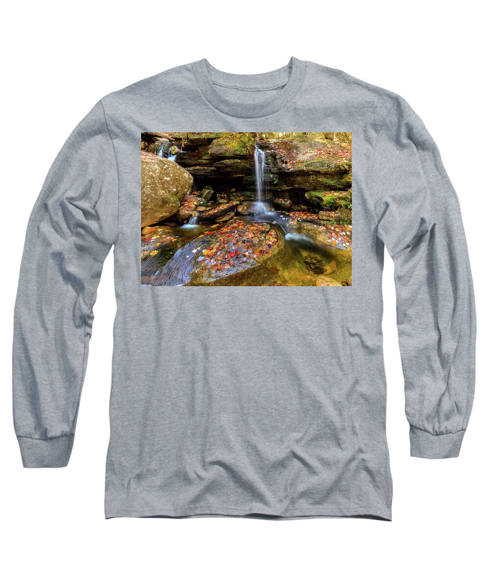 Diana's Baths; New Hampshire; New England; Waterfall; Falls; Autumn; Fall; Season; Color; Colorful; Leaves; Rocks; Romantic; Love; Heart; Beat; Relationship; Tender; Emotion; Desire; Landscape; Rob Davies; Photography; Conway; No Person Long Sleeve T-Shirt featuring the photograph Love Heart by Rob Davies