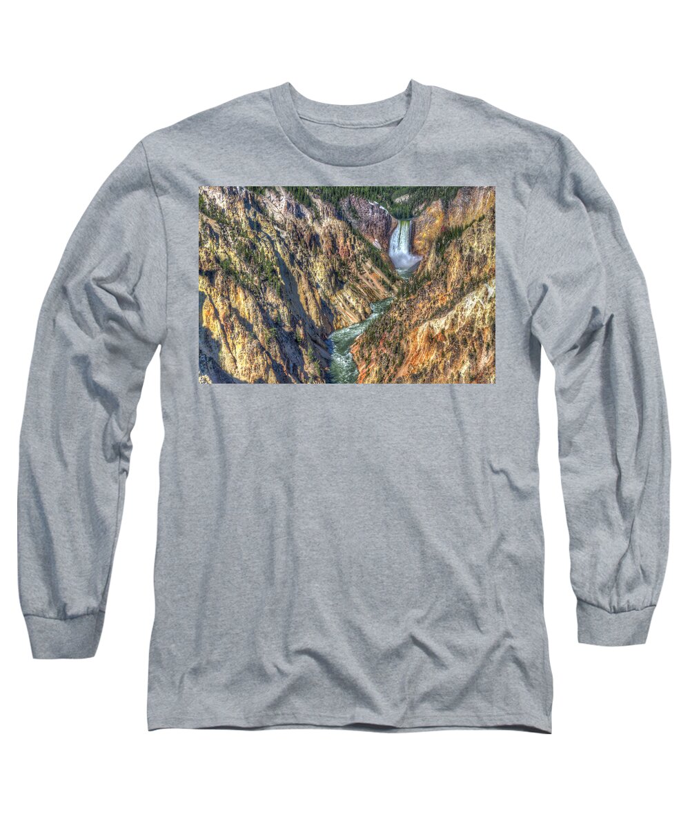 Lower Falls Long Sleeve T-Shirt featuring the photograph Lower Falls 2011-06 06 by Jim Dollar