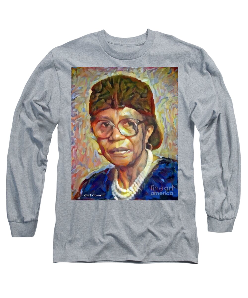  Portraits Long Sleeve T-Shirt featuring the painting Mata by Carl Gouveia