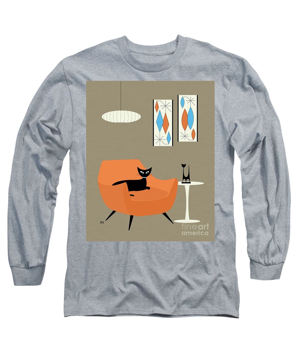  Long Sleeve T-Shirt featuring the digital art Mini Gravel Art Orange Chair by Donna Mibus