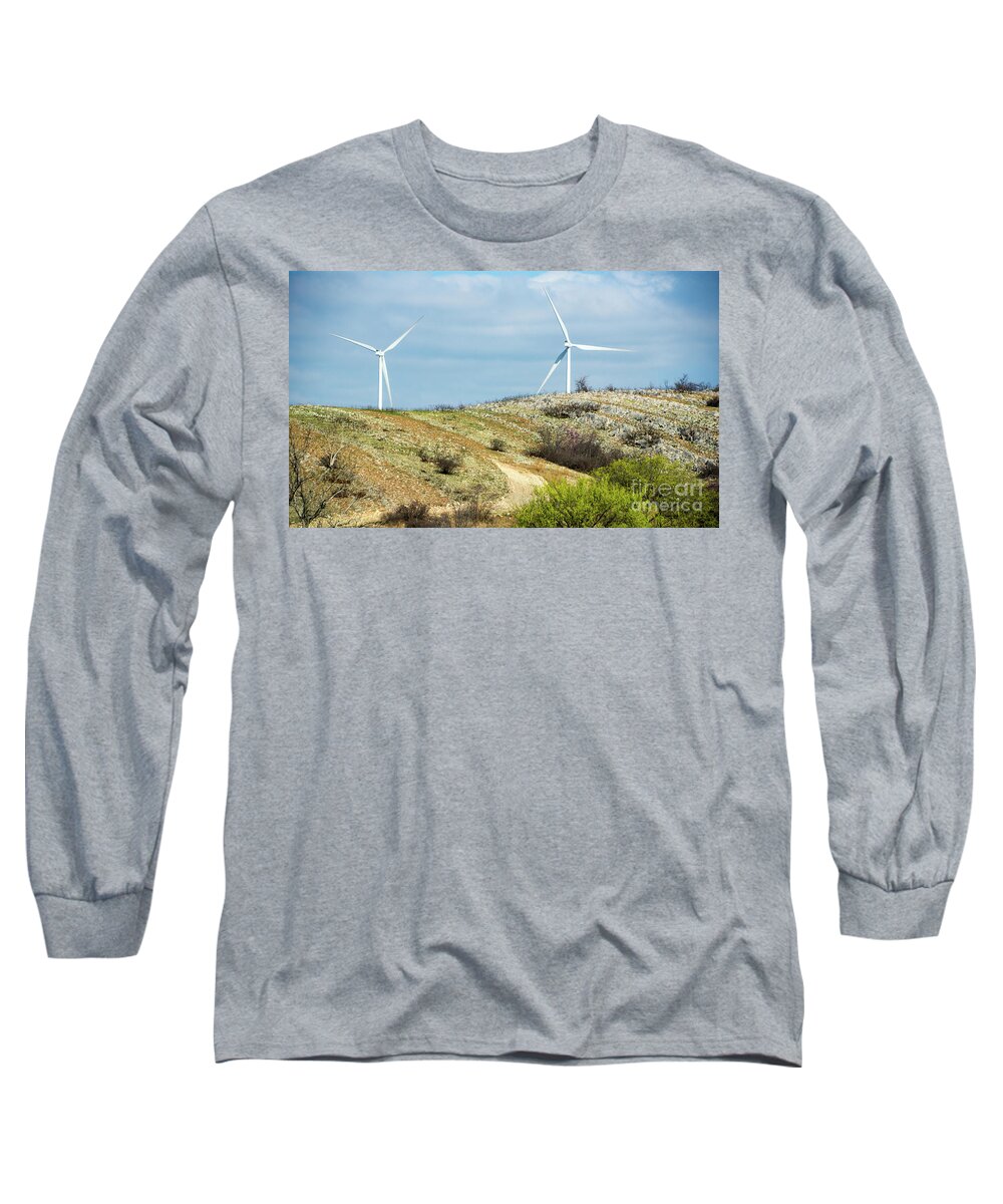Windmill Long Sleeve T-Shirt featuring the photograph Modern Windmill by Cheryl McClure