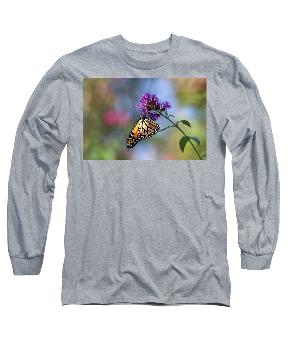 Nature Long Sleeve T-Shirt featuring the photograph Monarch Butterfly on Purple Butterfly Bush by Trina Ansel